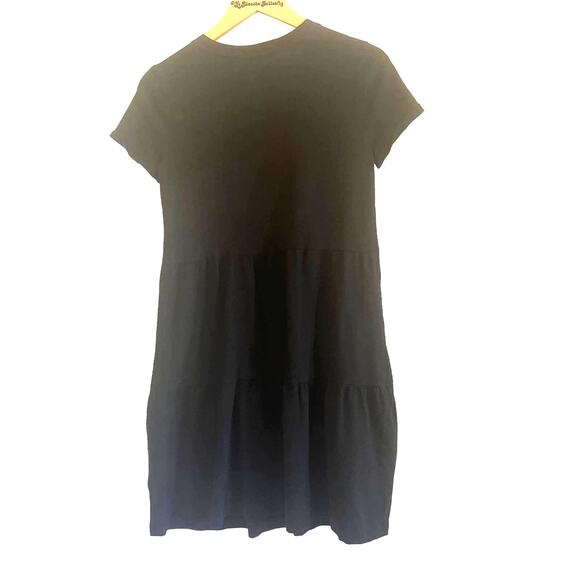 Gap Black T-shirt Baby Doll Ruffled Boho Chic Dress x Small - Picture 3 of 5